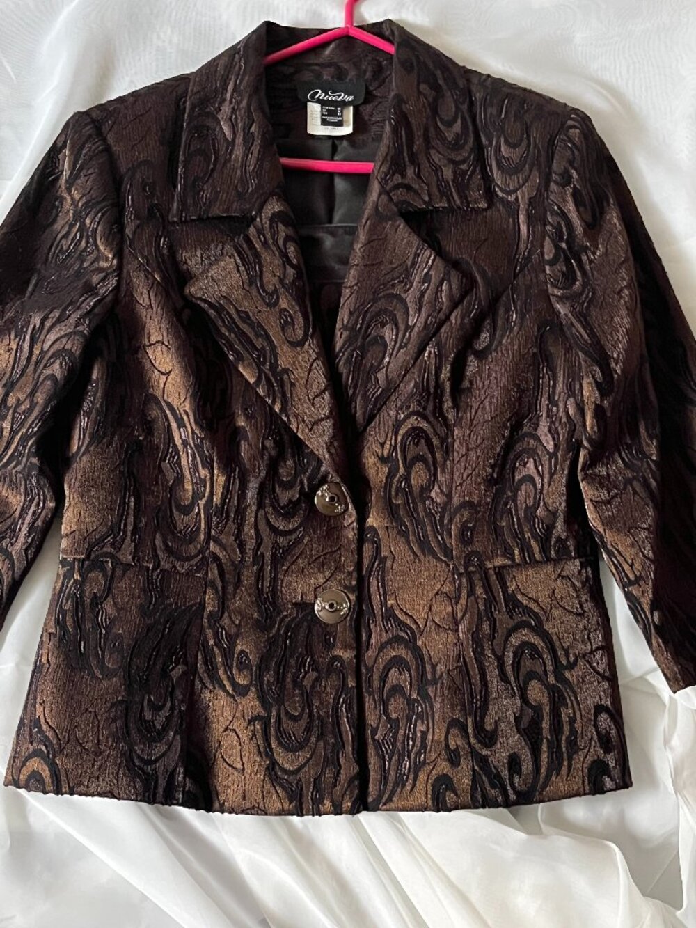 Bronze & Black Brocade 3-Piece Suit Set — Nueva made in Canada| Size 10